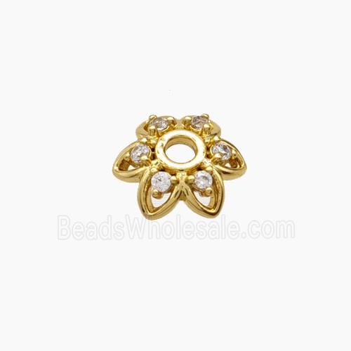 Copper Beadcaps Pave Zirconia Gold Plated