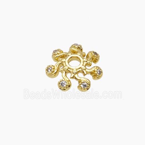 Copper Beadcaps Pave Zirconia Gold Plated