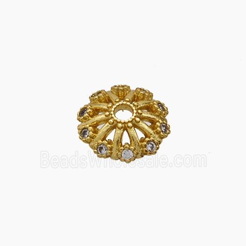 Copper Beadcaps Pave Zirconia Gold Plated