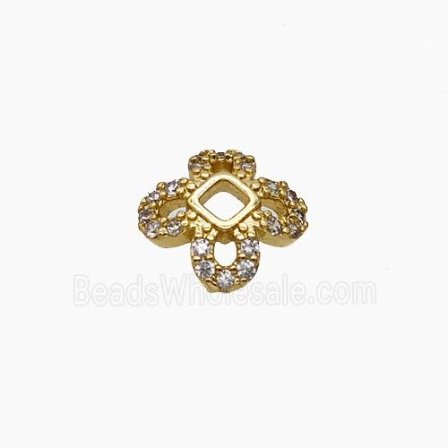 Copper Beadcaps Pave Zirconia Gold Plated
