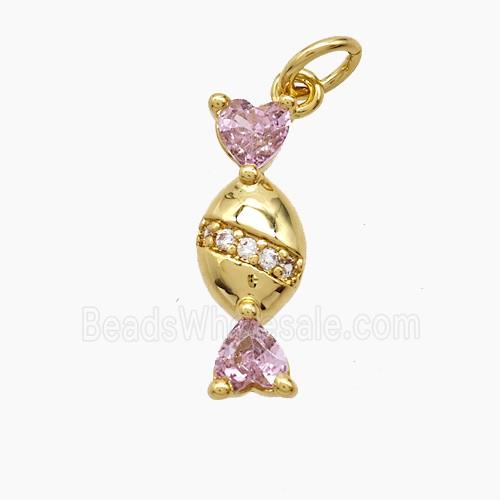 Copper Sweet Candy Pendant Pave Zirconia Gold Plated