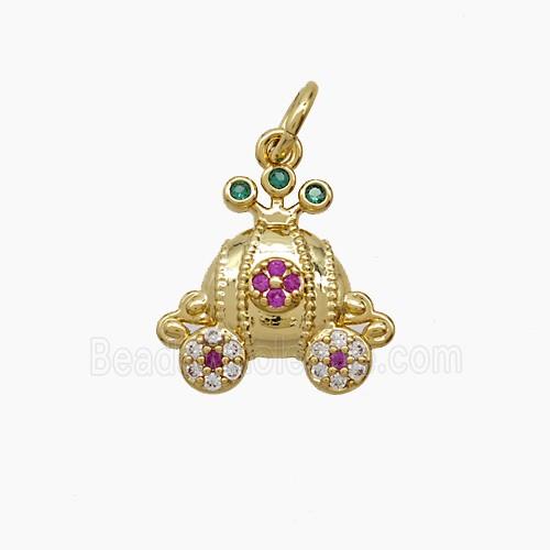 Copper Car Pendant Pave Zirconia Gold Plated