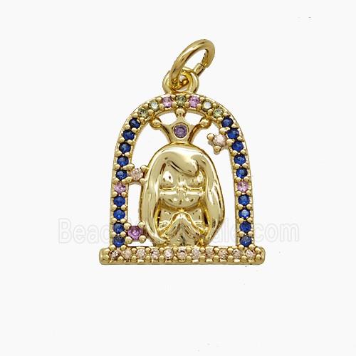 Copper Princess Girls Pendant Pave Zirconia Gold Plated