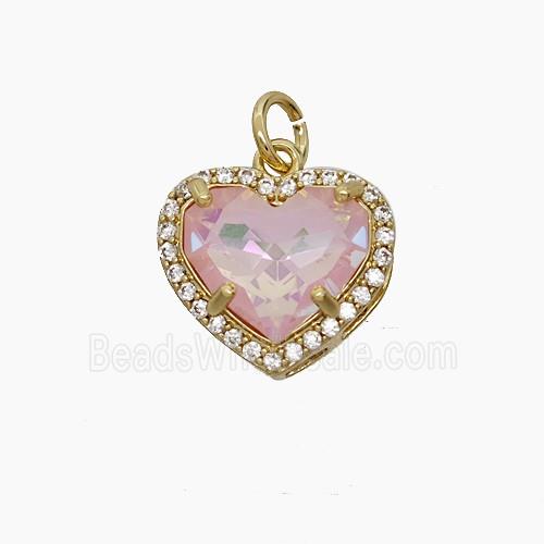 Copper Heart Pendant Pave Zirconia Crystal Glass Gold Plated