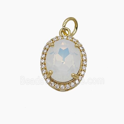Copper Oval Pendant Pave Zirconia Pave Zirconia Crystal Glass Gold Plated