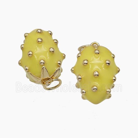 Copper Strawberry Pendant Yellow Enamel Gold Plated