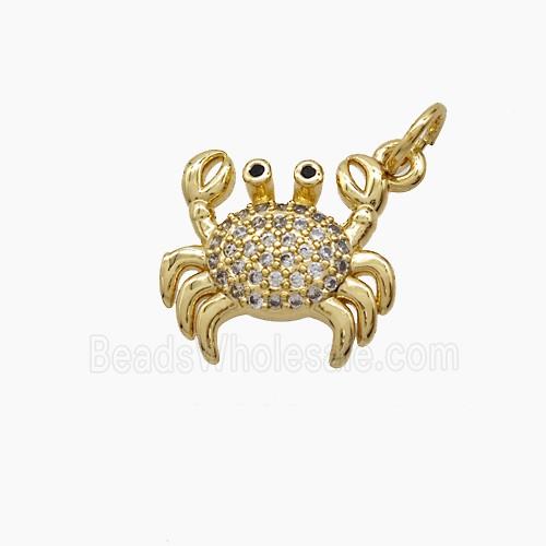 Copper Crab Pendant Pave Zirconia 18K Gold Plated