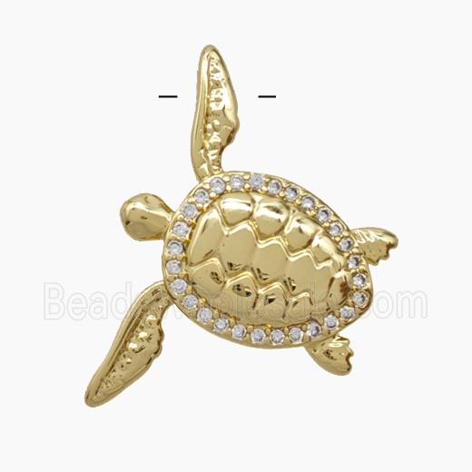 Copper Tortoise Pendant Pave Zirconia 18K Gold Plated