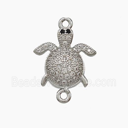 Copper Tortoise Connector Pave Zirconia Platinum Plated
