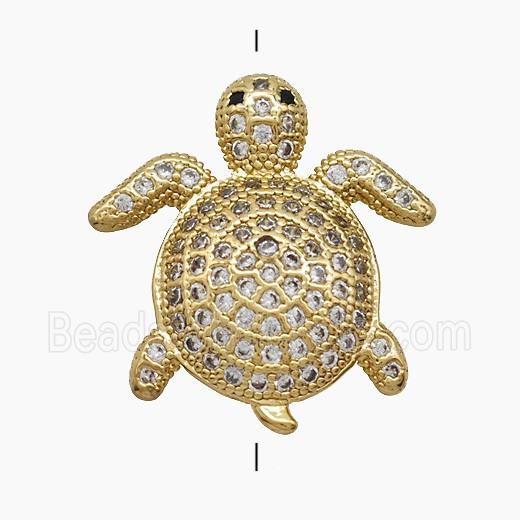 Copper Tortoise Beads Pave Zirconia 18K Gold Plated