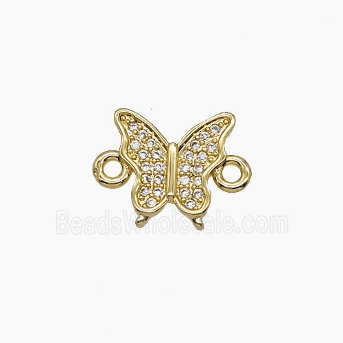 Copper Butterfly Connector Pave Zirconia 18K Gold Plated