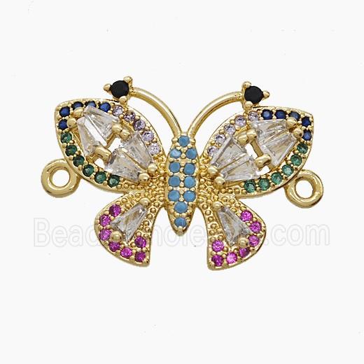 Copper Butterfly Connector Pave Zirconia 18K Gold Plated