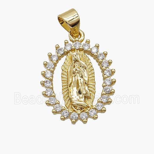 Copper Jesus Pendant Pave Zirconia 18K Gold Plated