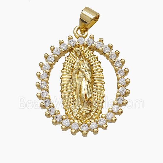Copper Jesus Pendant Pave Zirconia 18K Gold Plated