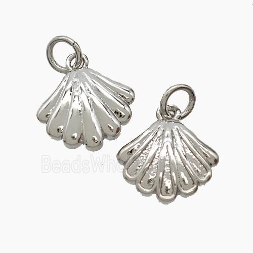 Copper Scallop Shell Pendant Platinum Plated