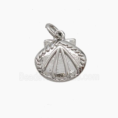Copper Scallop Shell Pendant Platinum Plated