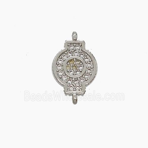 Copper Watch Connector Pave Zirconia Platinum Plated