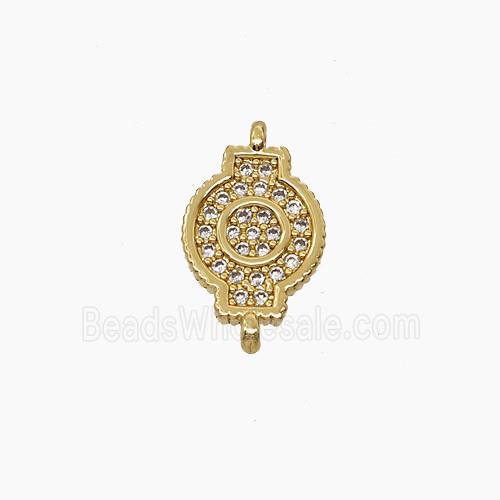 Copper Watch Connector Pave Zirconia 18K Gold Plated