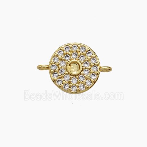 Copper Circle Connector Pave Zirconia 18K Gold Plated