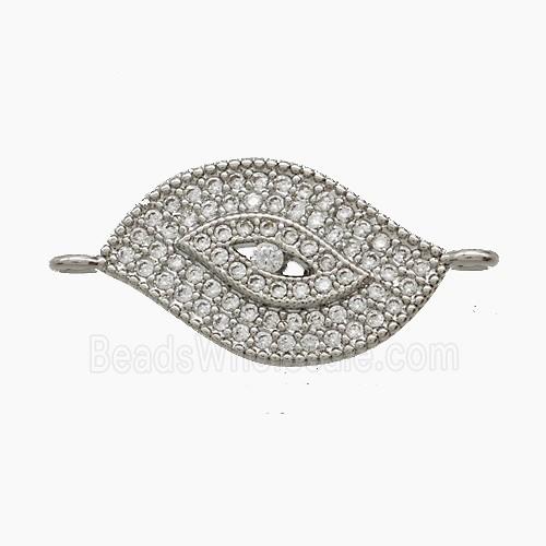 Copper Eye Connector Pave Zirconia Eye Platinum Plated