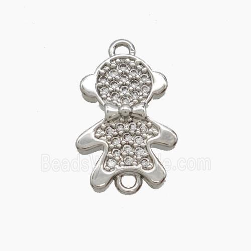 Copper Kids Connector Pave Zirconia Platinum Plated