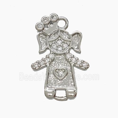 Copper Kids Girls Connector Pave Zirconia Platinum Plated