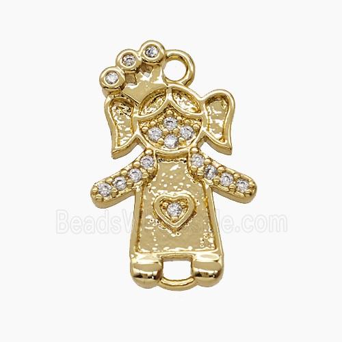 Copper Kids Girls Connector Pave Zirconia 18K Gold Plated