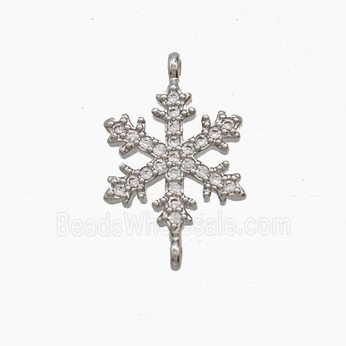 Copper Snowflake Connector Pave Zirconia Platinum Plated