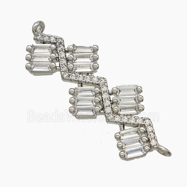 Copper Leaf Connector Pave Zirconia Platinum Plated