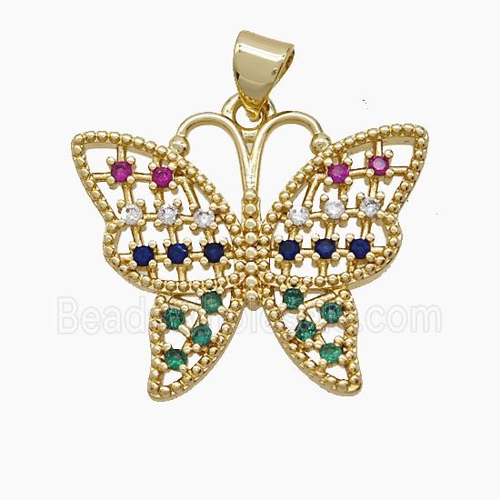 Copper Butterfly Pendant Pave Zirconia 18K Gold Plated