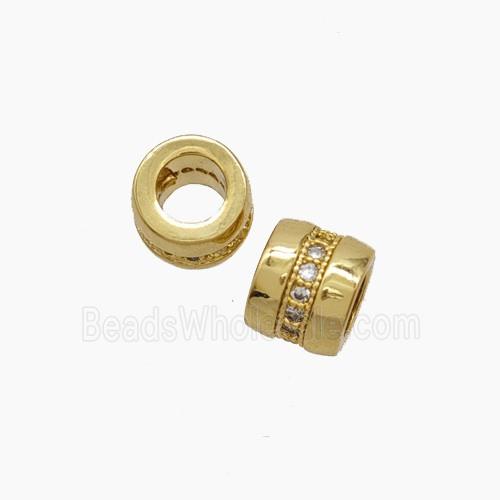 Copper Tube Beads Pave Zirconia 18K Gold Plated