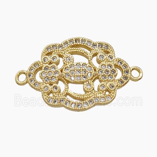 Copper Flower Connector Pave Zirconia 18K Gold Plated