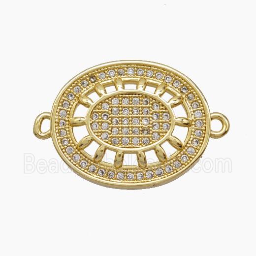 Copper Flower Connector Pave Zirconia Oval 18K Gold Plated