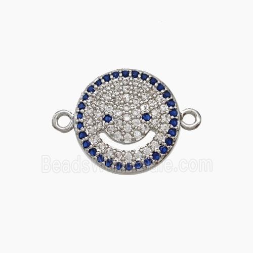 Copper Emoji Connector Micropoave Zirconia Smileface Platinum Plated