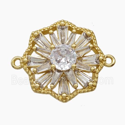 Copper Flower Connector Pave Zirconia 18K Gold Plated