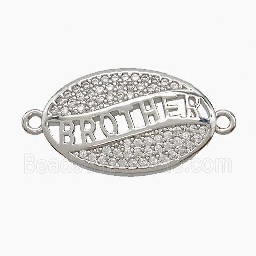 Copper BROTHER Connector Pave Zirconia Leaf Platinum Plated