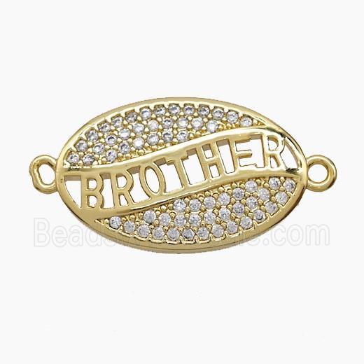 Copper BROTHER Connector Pave Zirconia Leaf 18K Gold Plated