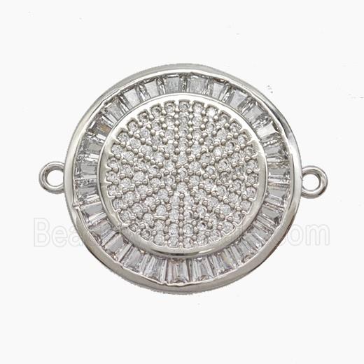 Copper Sun Connector Micropave Zirconia Platinum Plated