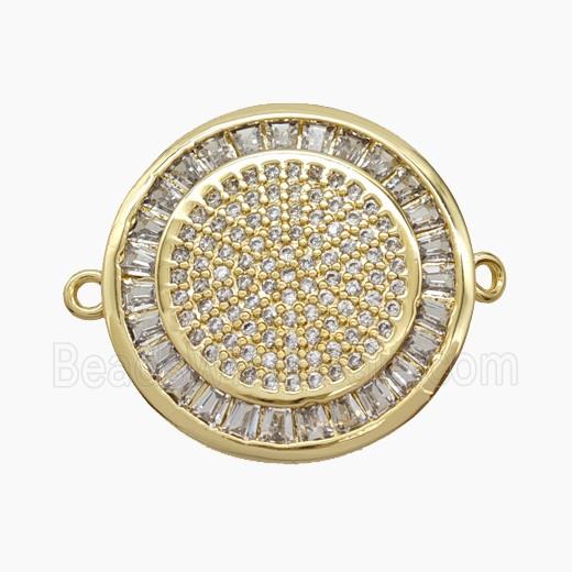Copper Sun Connector Micropave Zirconia 18K Gold Plated