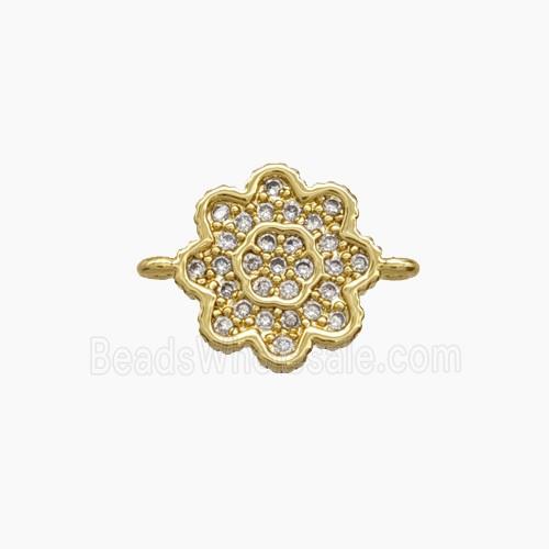 Copper Flower Connector Pave Zirconia 18K Gold Plated