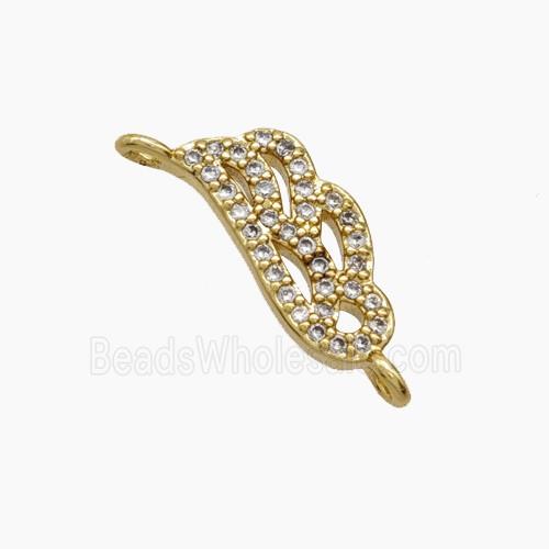 Copper Leaf Connector Pave Zirconia 18K Gold Plated