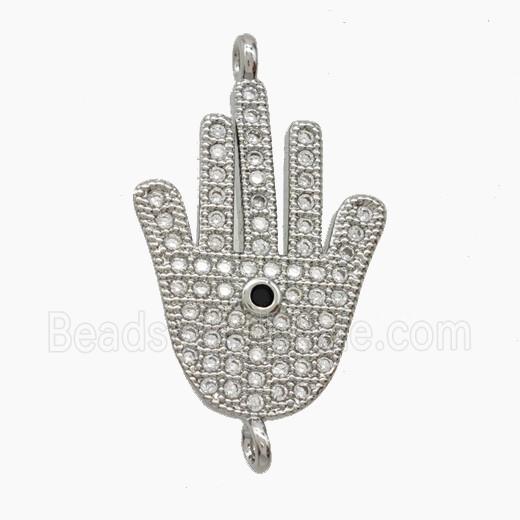 Copper Hand Pendant Pave Zirconia Platinum Plated
