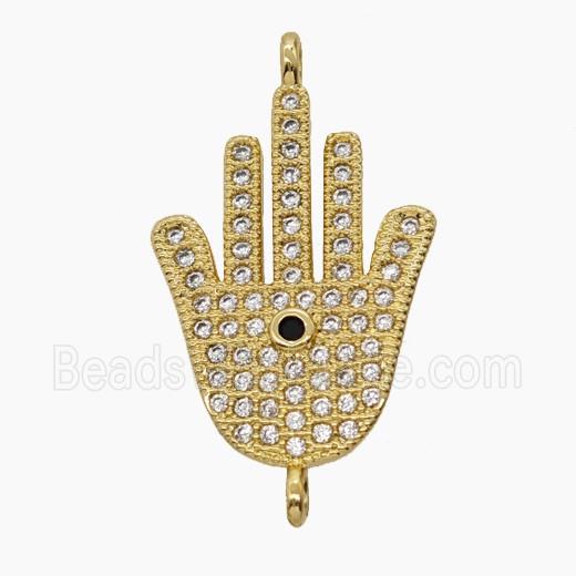 Copper Hand Pendant Pave Zirconia 18K Gold Plated