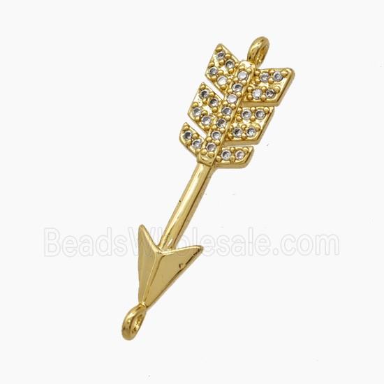 Copper Arrow Connector Pave Zirconia 18K Gold Plated