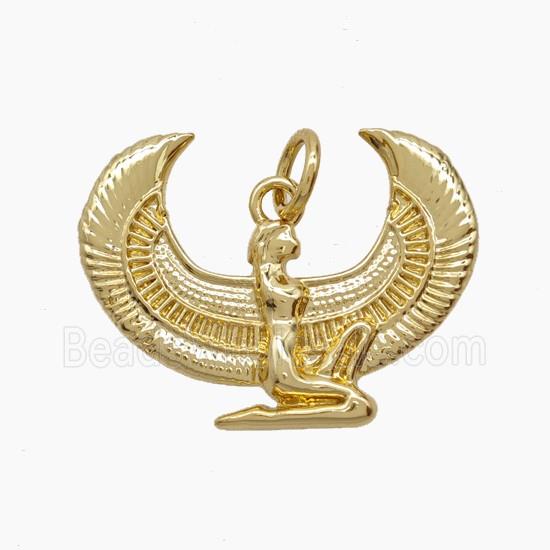Egypt Isis Charms Copper Horus Wings Pendant 18K Gold Plated