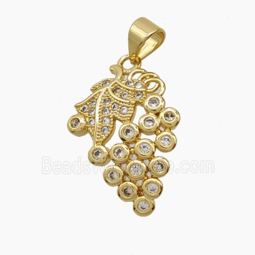 Copper Grape Pendant Pave Zirconia 18K Gold Plated