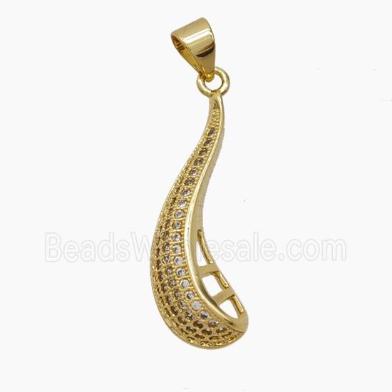 Copper Teardrop Pendant Pave Zirconia 18K Gold Plated
