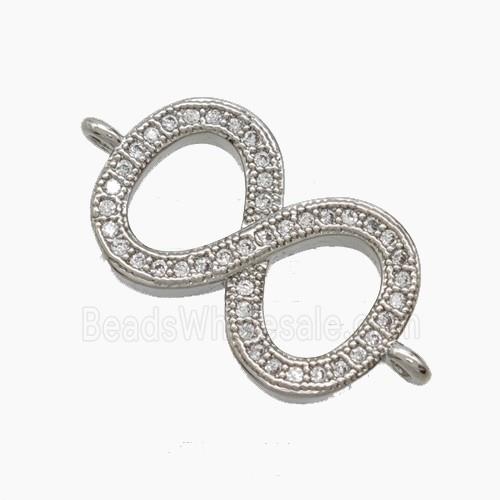 Copper Infinity Connector Pave Zirconia Platinum Plated