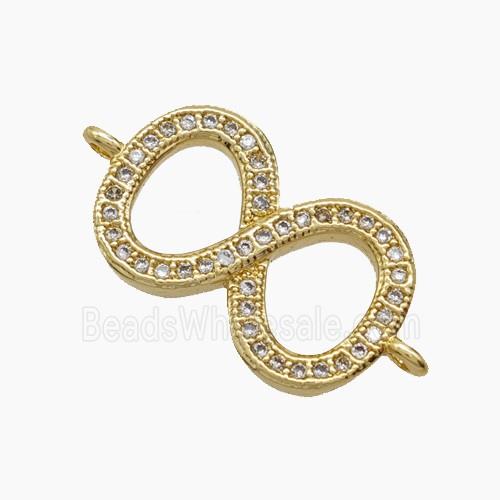 Copper Infinity Connector Pave Zirconia 18K Gold Plated