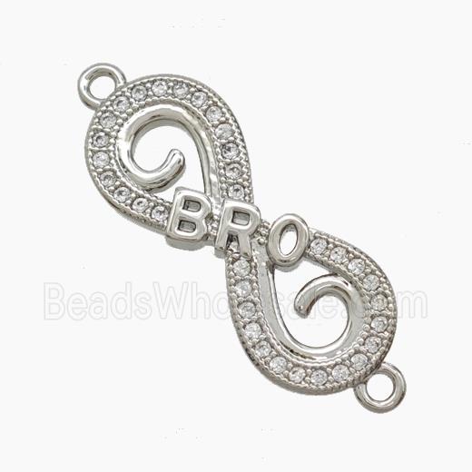 Copper Infinity Connector Pave Zirconia BRO Platinum Plated